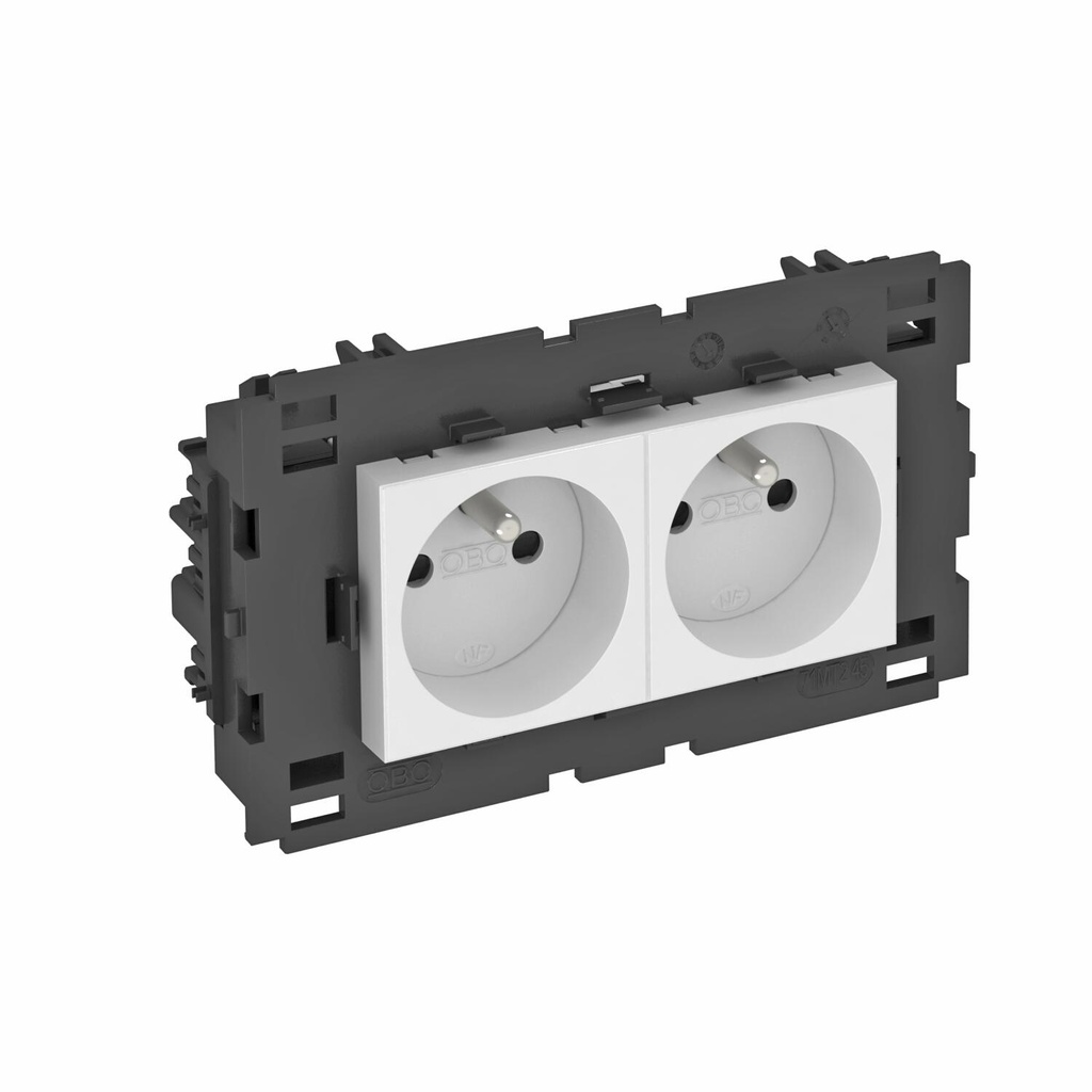 PRISE CONNECT80 2X 90° BLANC  *