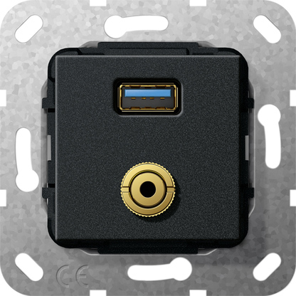USB 3.0 A M-JACK KPPL. VERLOOPKAB. BASISELEMENT ZWART M  *