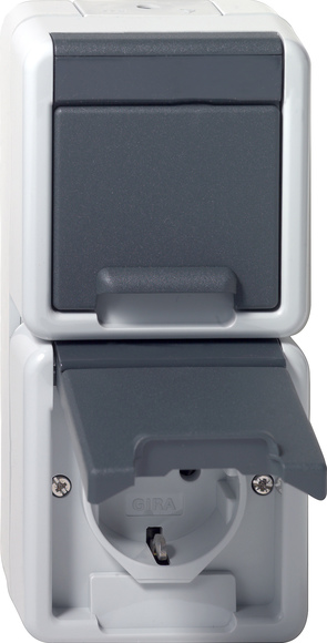 SCHUKO 2X VERT. CLAP. MONT.APP. PROT.EAU  *