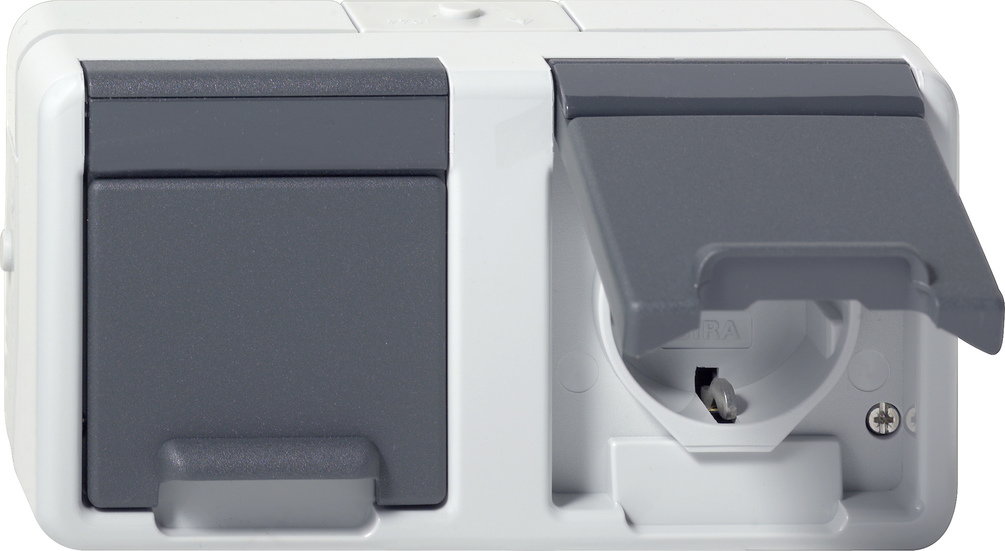 SCHUKO 2X HORI. CLAP. MONT.APP. PROT.EAU  *