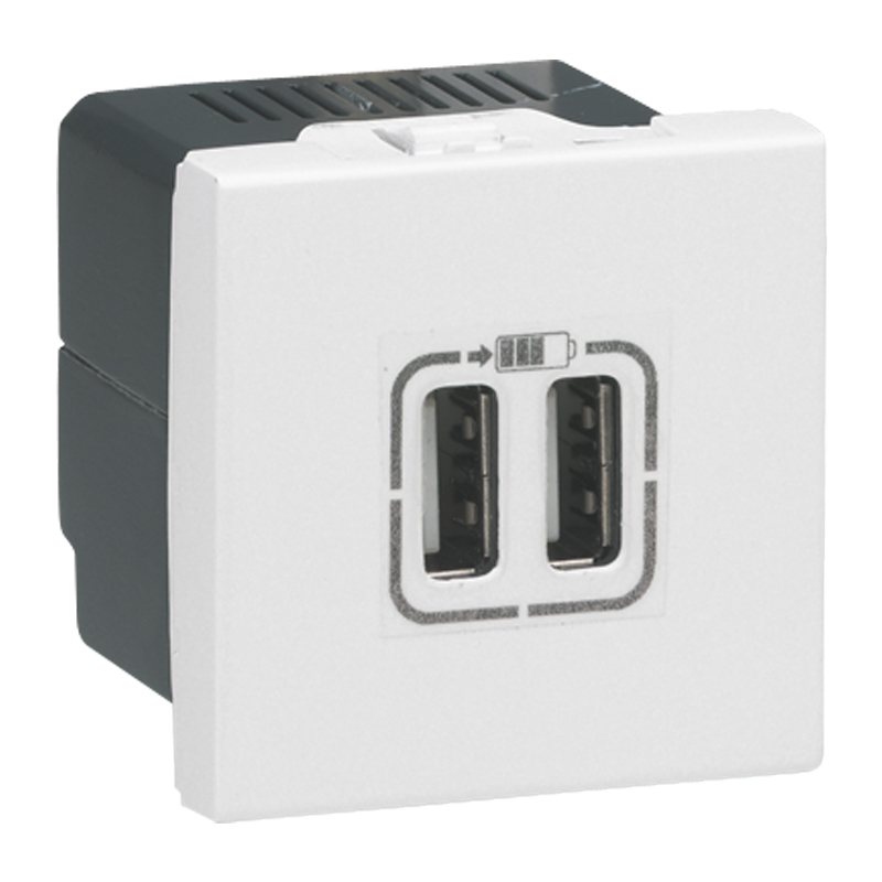 MOSAIC ALIMENTATION 2X USB 2400 MA 5V -2 MODULES - BLANC
