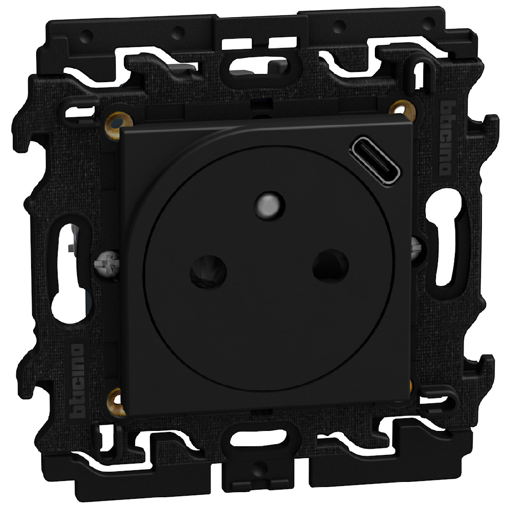 LIGHTN PRISE 2P+T+USB-C INTÉG. 2 MOD - NOIR