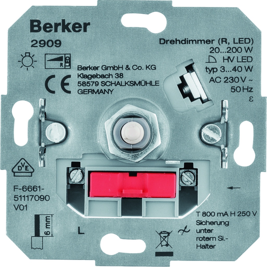 DRAAIKNOPDIMMER (R LED)  *