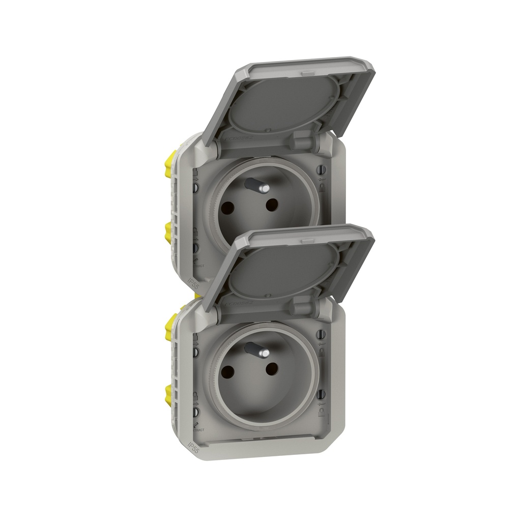 PLEXO PRISE 2X2P+T VERTICAL MÉCANISME IP  *