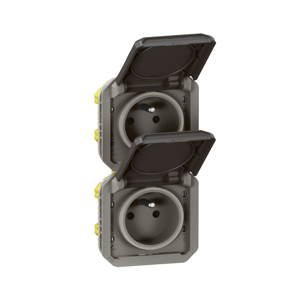 PLEXO PRISE 2X2P+T VERTICAL MÉCANISME IP  *