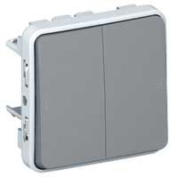 PLEXO POUSSOIR DOUBLE 10A 250V COMPOSABLE GRIS  *