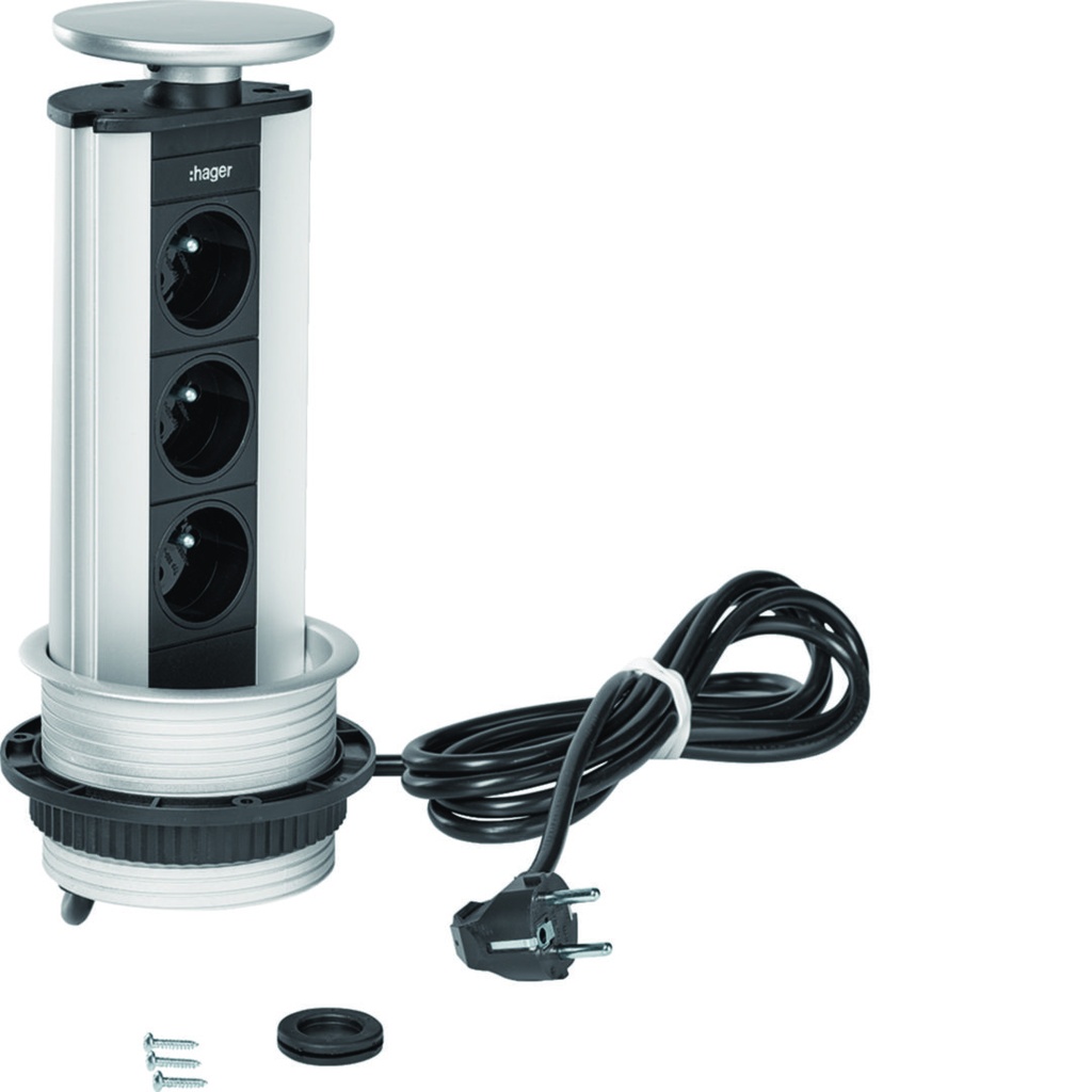 MODULE MULTIPRISES POUR ENCASTREMENT 3 PRISES 2P + T