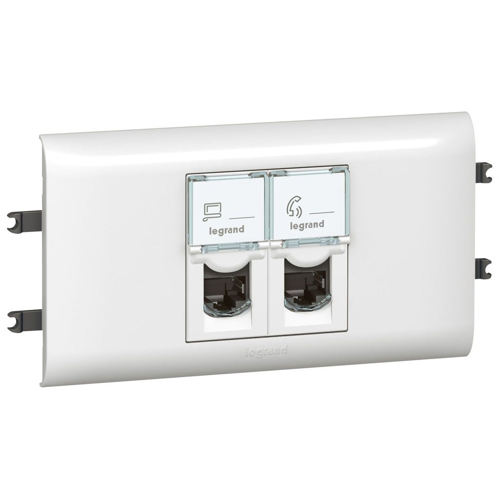 MOSAIC 2RJ45 CAT 6 UTP+SUPPORT 2 MOD. BLANC  *
