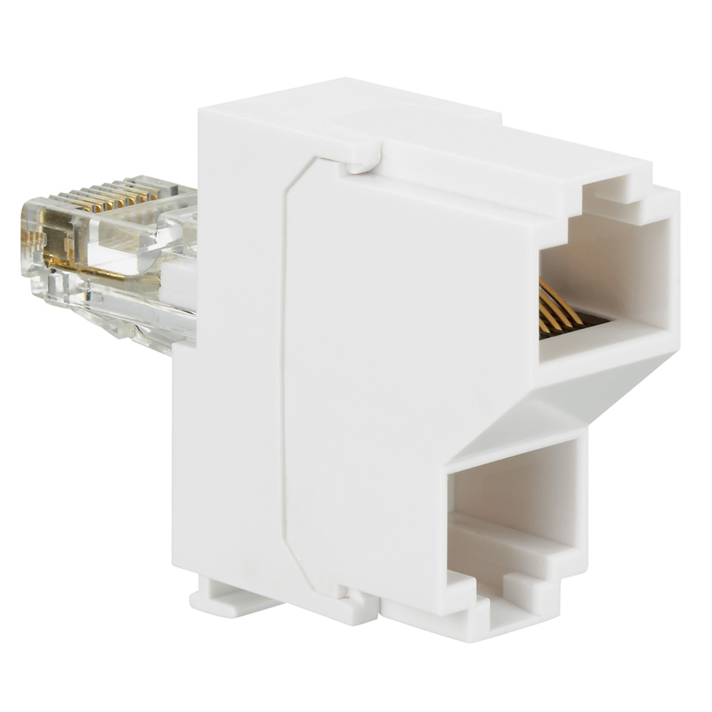 DOUBLEUR POUR PRISE RJ 45 2 ETHERNET 100BASE T  *